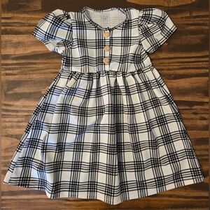 Woodmouse & Thistle 2T Classic Black and White Plaid Kids Dress